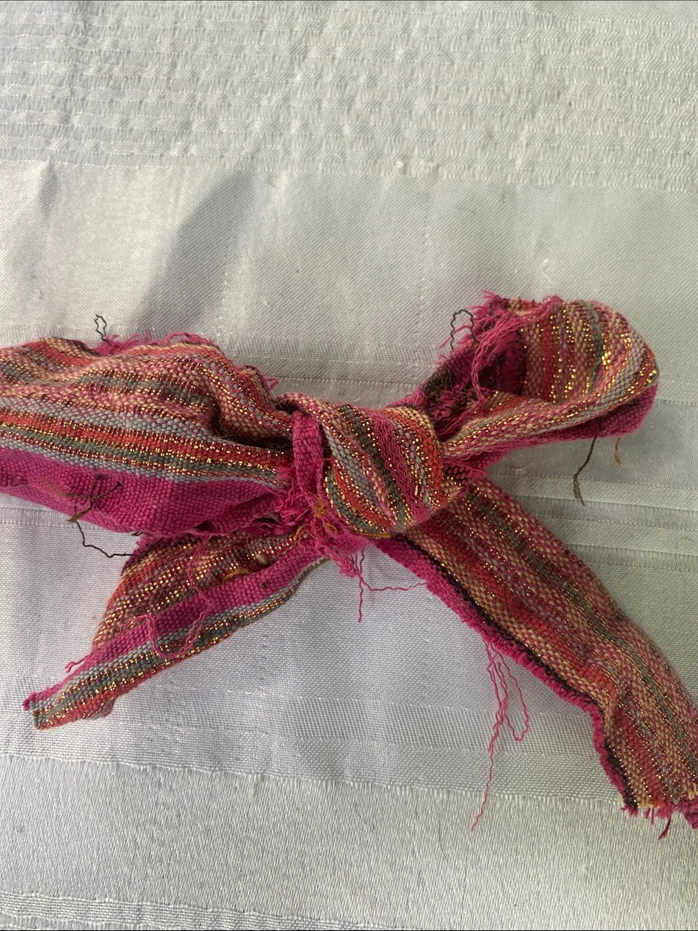 Pink Metallic Stripe Women's Scarf Hair bow and pet collar bow
